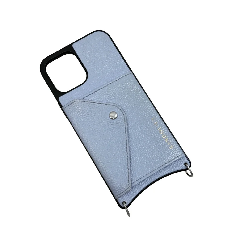 Bandolier Hailey iPhone 14 Pro Max Wallet Case Light Blue Pebble Leather